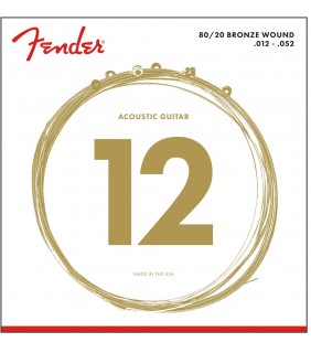 Fender 80/20 Bronze Acoustic Strings, Ball End, 70L .012-.052 Gauge