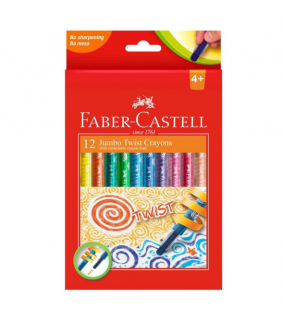 Faber-Castell Jumbo Triangular Twist Crayons Asst. Pack 12