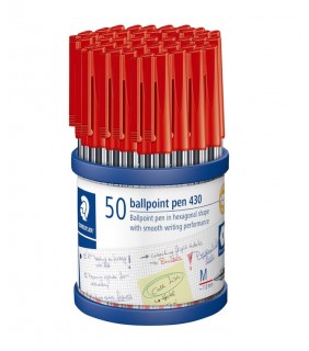 Staedtler Ballpoint pen stick 430 medium - red, cup of 50