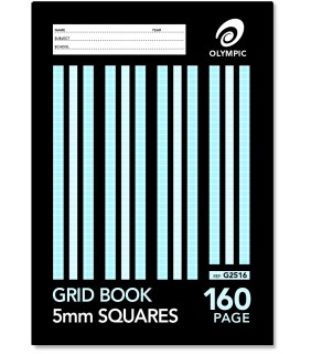 Exercise Book 160 Page 5mm GRID Stripe Olympic