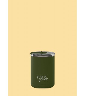 Ceramic Coffee Cup with Hinged Lid - Khaki