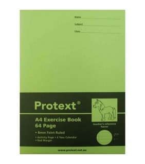 Protext A4 64pg Exercise Book 8mm ruled + margin