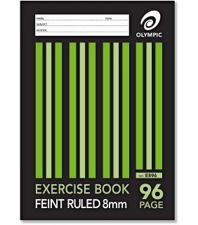 Exercise Book A4  96 Page Feint Ruled 8mm Stripe Olympic