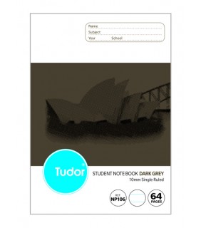 Tudor Exercise Book 10mm 64p Single Ruled Dark Grey Tudor