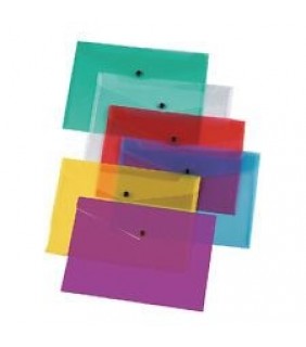  Document Wallet A4 Assorted Colours Transparent Press Stud