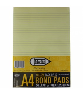 Writer A4 50 Sheet Premium Bond Pad Ruled 2 Sides - Yellow