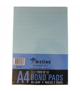 Writer A4 50 Sheet Premium Bond Pad Ruled 2 Sides - Blue