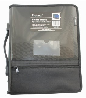 Protext Binder Buddy With Zip 25mm 2 Ring With Handle - Smoke