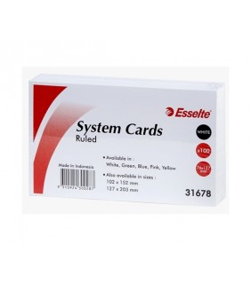 Esselte SYSTEM CARDS 127X76MM (5X3) WHITE PACK 100