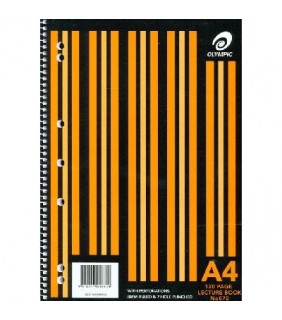 Olympic Lecture Pad Spiral Bound A4 #870 Stripe 120 Page