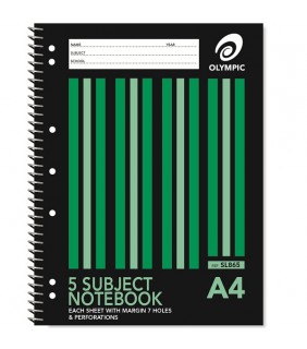 Lecture Pad Spiral Bound A4 #865 Stripe 240 Page Five Subject Olympic