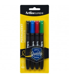 Artline SUPREME PERMANENT MKR 4PK ASST