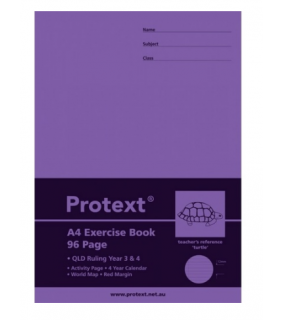 Protext A4 96pg Exercise Book QLD ruled Year 3&4 + margin