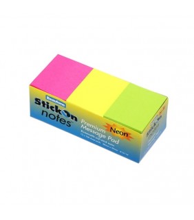 Stick On Notes 38mm x 50mm 12 Pads x 100 Sheets - Neon Assorted