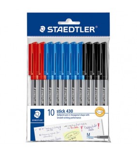 Staedtler Ballpoint pen stick 430 medium - polybag of 10 assorted colo