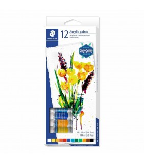 STAEDTLER acrylic paints box of 12 assorted colours+