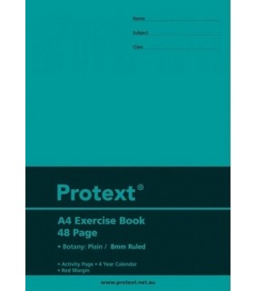 Protext 48Pg Exercise Book, Botany Plain/8Mm Ruled + Margin