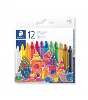 Staedtler Noris wax crayons - 8mm 12 assorted colours