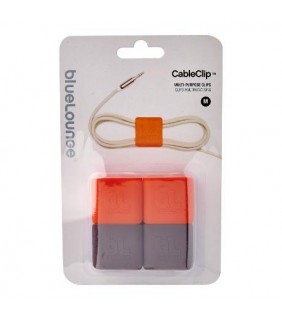 Bluelounge Cableclip Medium (2 Dark Grey, 2 Orange)