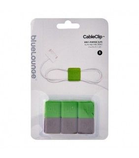 Bluelounge Cableclip Small (3 Dark Grey, 3 Green)