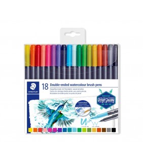 Staedtler Double ended watercolour brush pens - assorted 18
