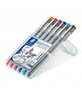Staedtler pigment liner 0.3mm - wallet of 6 assorted colours