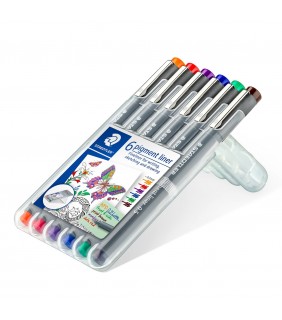 Staedtler pigment liner 0.5mm - wallet of 6 assorted colours