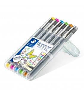 Staedtler pigment liner 0.5mm - wallet of 6 assorted colours