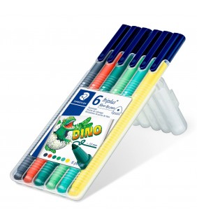 Staedtler triplus color fibre-tip - wallet of 6 assorted colours Dino
