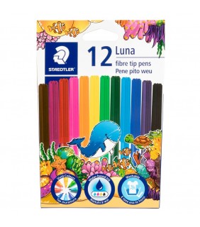 Staedtler Luna fibre-tip pens - wallet of 12 assorted colours