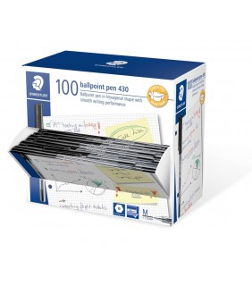 Staedtler Ballpoint pen stick 430 medium - black, dispenser box of 100