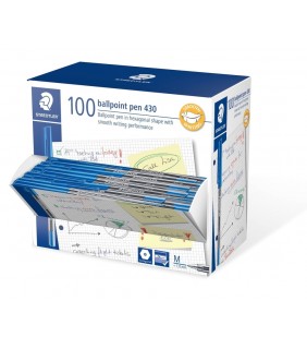 Staedtler Ballpoint pen stick 430 medium - blue, dispenser box of 100