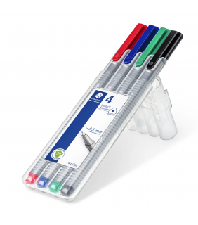 Staedtler triplus fineliner - wallet of 4 assorted colours 0.3mm