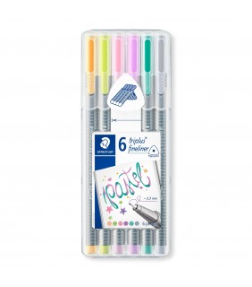 Staedtler triplus fineliner - wallet of 6 assorted pastel colours