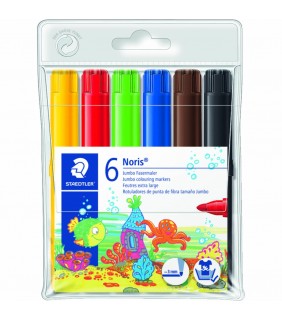 Staedtler Noris jumbo colouring markers - wallet of 6 assorted colours