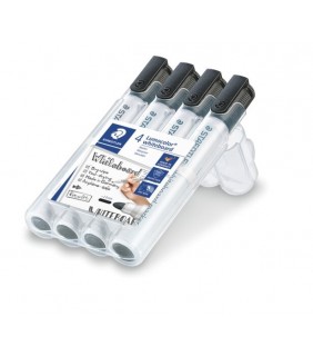 Staedtler Lumocolor Whiteboard Marker Bullet Point - Wallet 4 Black
