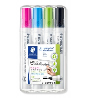 Staedtler whiteboard marker bullet point, wallet of 4 assorted bright
