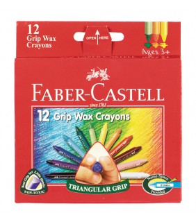 Faber- Castell Crayon Grip Triangular Wax Faber Castell 12 Assorted