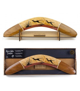 Murra Wolka Boomerang with Stand & Box 28cm  - Landscape art