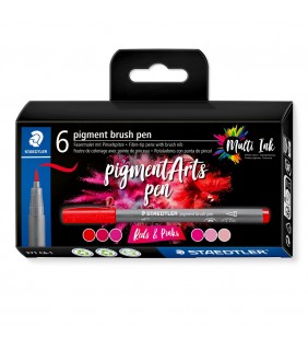 Staedtler pigment arts brush pen 371, Reds & Pinks 6 pcs