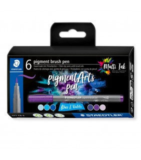 Staedtler pigment arts brush pen 371, Blues & Violets 6 pcs