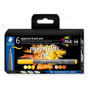 Staedtler pigment arts brush pen 371, Yellows & Oranges 6 pcs