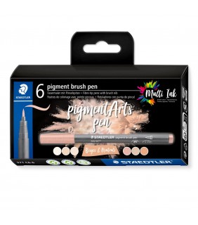 Staedtler pigment arts brush pen 371, Beiges & Neutrals 6 pcs