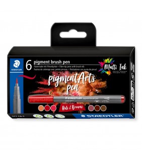Staedtler pigment arts brush pen 371, Reds & Browns 6 pcs