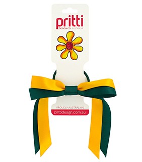 Pritti Double Pony-Bow Dark Bottle Green/Marigold