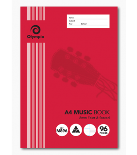 Olympic A4 96 Page Music Book Feint & Stave