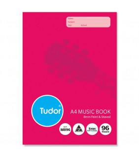 Music Book A4 96 Page Feint & Staved Tudor