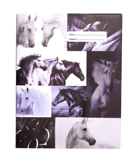 Spencil Exercise Book Cover - Black & White Horses 4