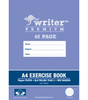 Writer Premium A4 48Pg Exercise Book Qld Year 2 Ruled + Margin