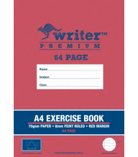 Writer Premium A4 64Pg Exercise Book 8Mm Ruled + Margin